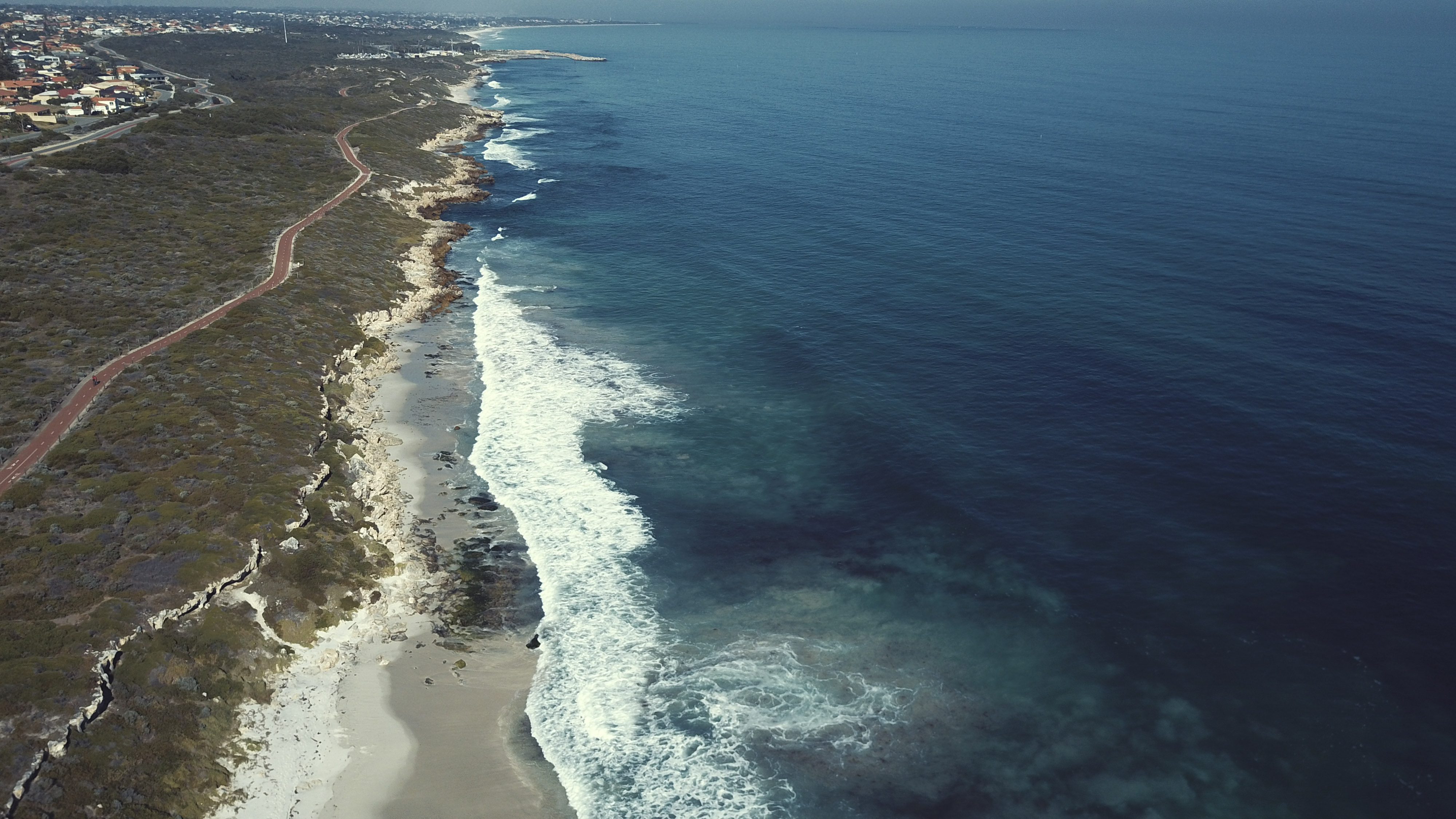 Aerial photo of Burns Beach looking south