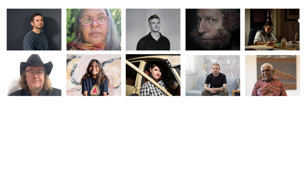Collage of headshots of all shortlisted artists for the 2026 Invitation Art Prize
