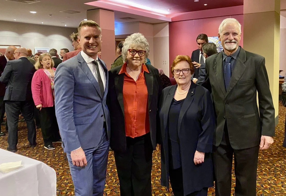 Pamela Beggs, Cheryl Edwardes, Mike Norman with Mayor Albert Jacob