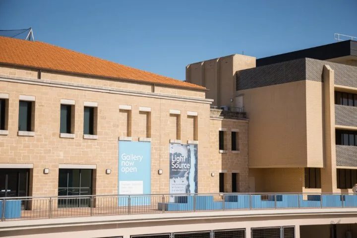 The view from outside Joondalup Contemporary Art Gallery