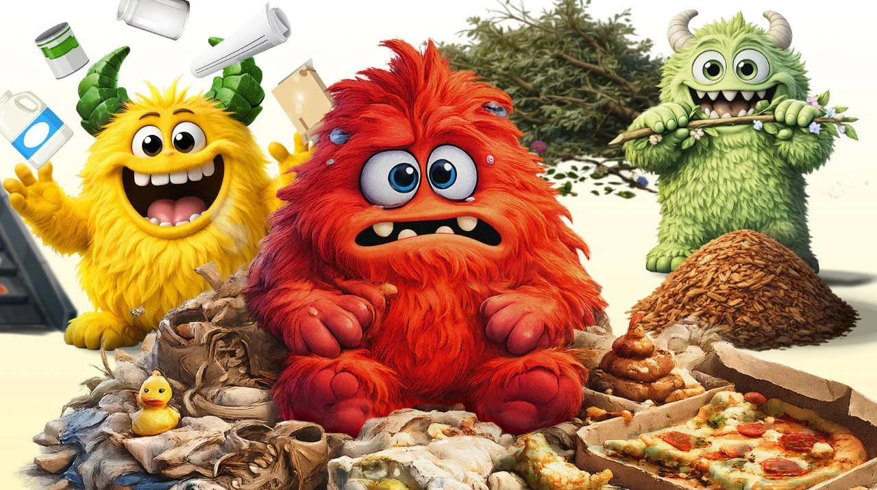 Two graphic waste monsters