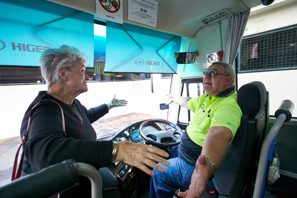 greeting on community bus