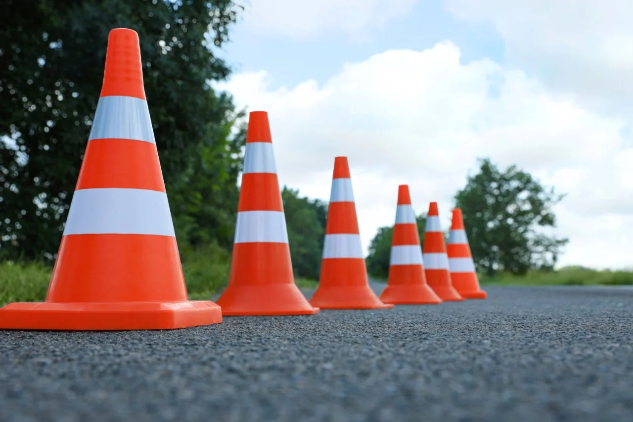 Row of red cones