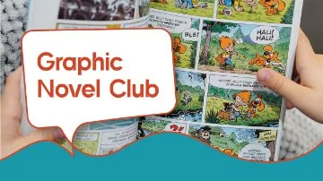 Graphic novel background with red text