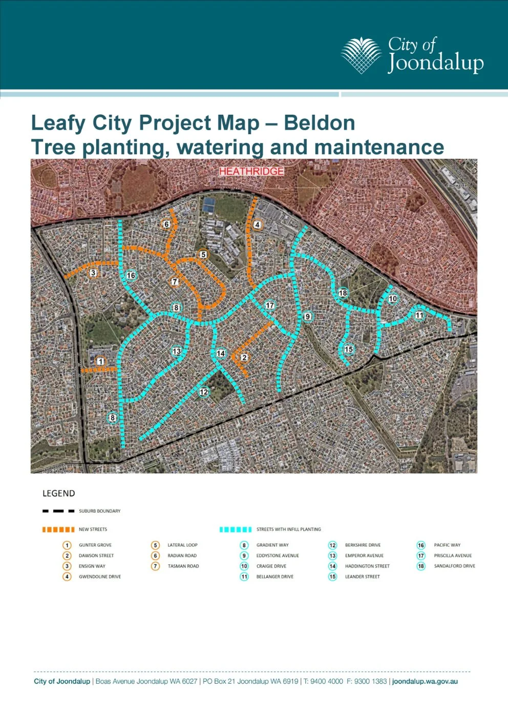 Map of Beldon leafy city program