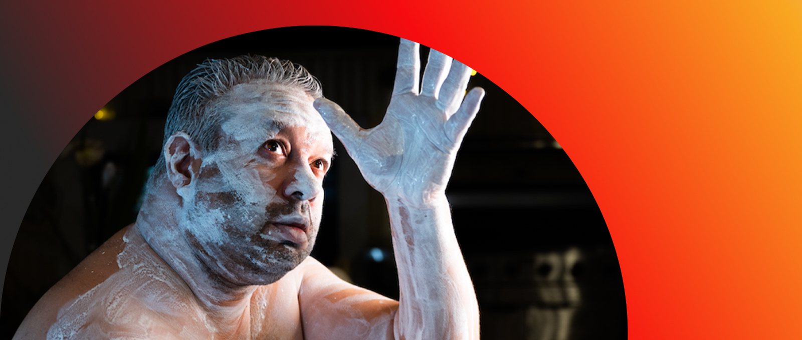 Noongar artist Phil Walleystack performing with traditional body paint,.