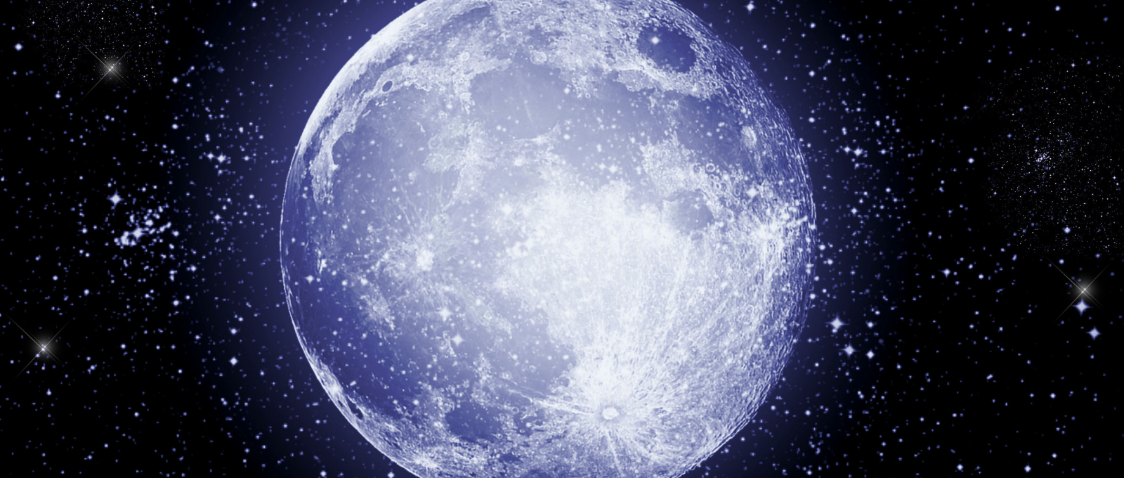 Moon in a dark blue sky