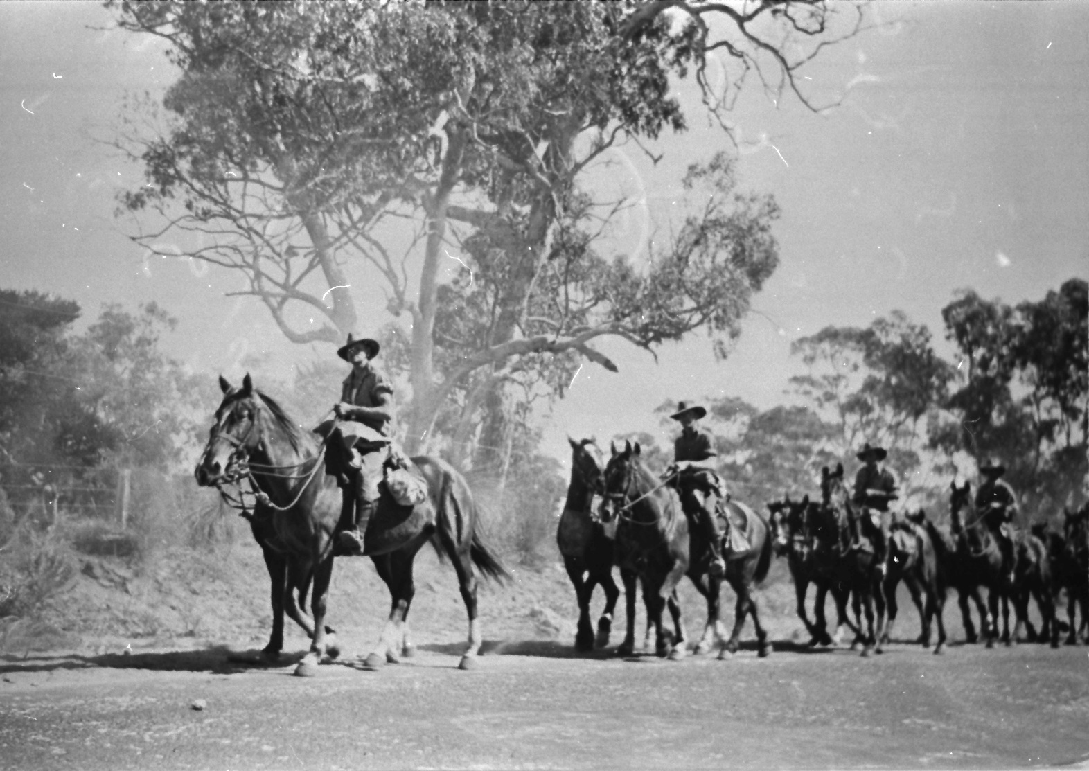 Old black and white photos of men on horses