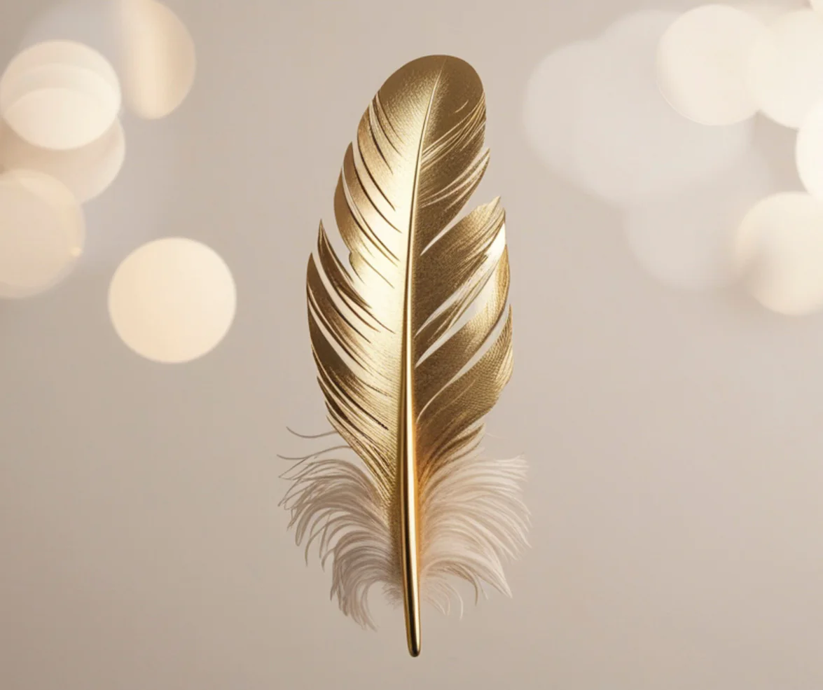 golden feather on a gold background