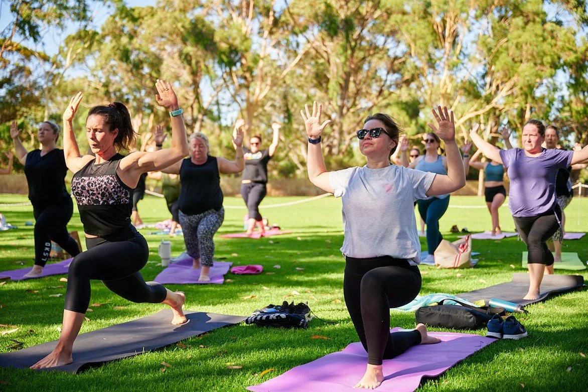 Person doing yoga in the park